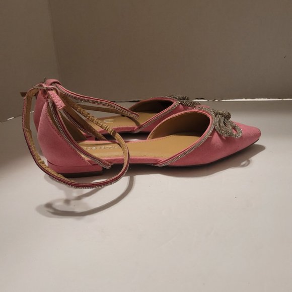 Shoedazzle Womens Rhinestone Pointed Toe Flat Pink Sandal Size 7 New without tag - Picture 8 of 10
